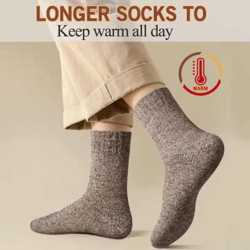 5 pares de calcetines cálidos de invierno para hombre, calcetines cálidos para hombre y mujer, calcetines sólidos súper gruesos, calcetines de lana merina contra la nieve fría, calcetines Terry