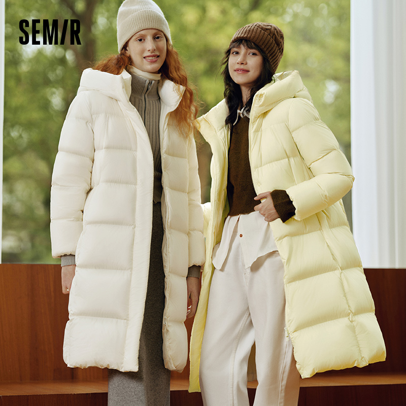 Semir jaqueta feminina inverno longo 90% pato para baixo impermeável à prova de óleo mancha 2025 novo sólido com capuz roupas de inverno mulher