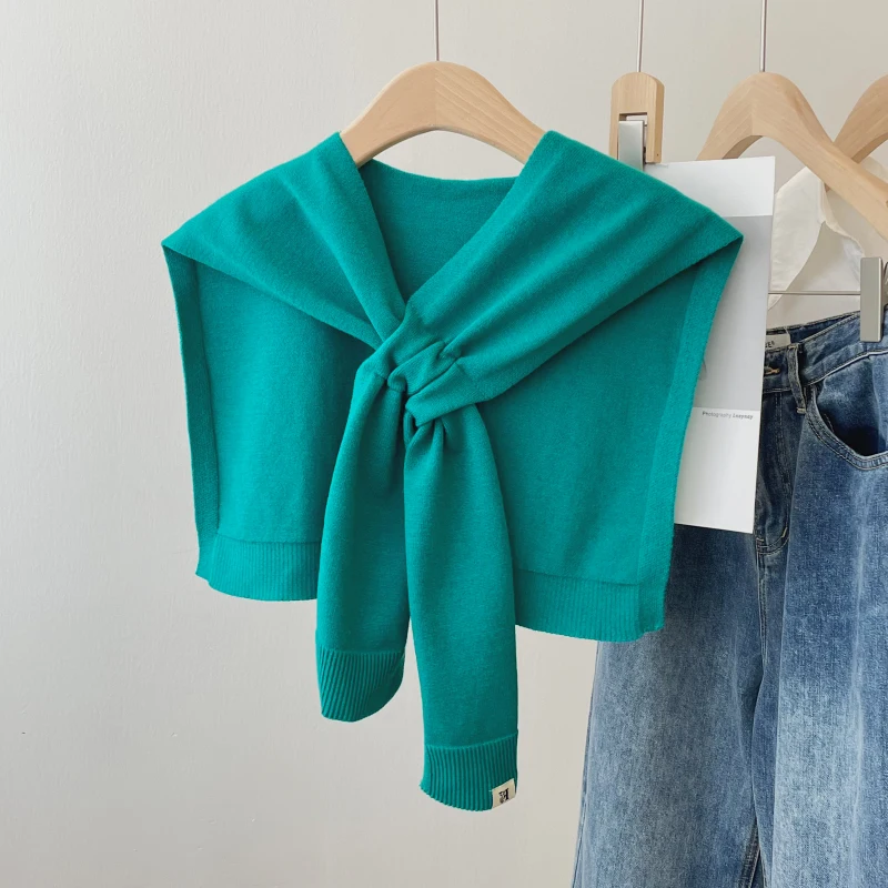 C Pequeño de Punto Cruzado para Mujer, Primavera-Otoño, Protección para el Cuello, Bufanda de Lana de Alta Gama, Cuello Fa...