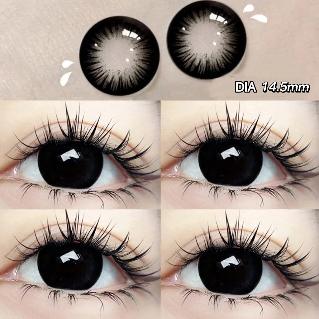 VISUASHOW 1 Pair Color Contact Lenses for Big Eyes Fashion Beauty High Quality Black 14.5mm Contact Cosmetic Eye Contacts lens