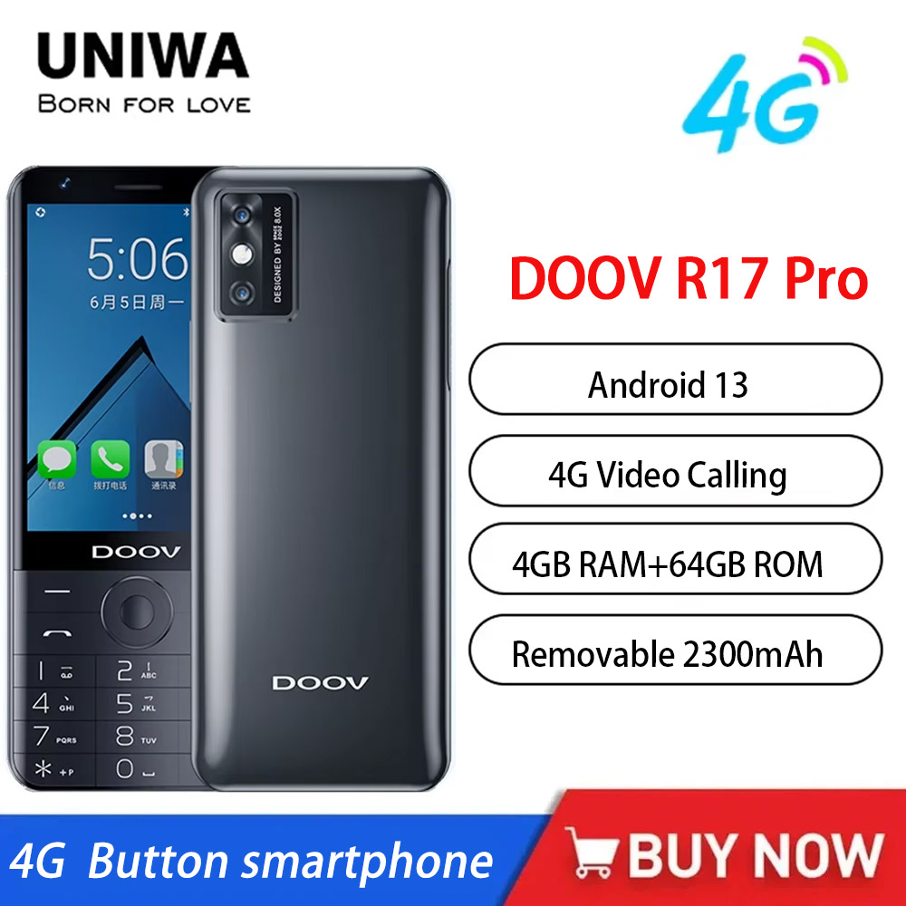 UNIWA DOOV R17 Pro 4G Smart Keyboard Mobile Phone 3.54" 4GB 64GB Touch Screen WiFi & Whatsapp Android 13 2300mAh Durable Battery