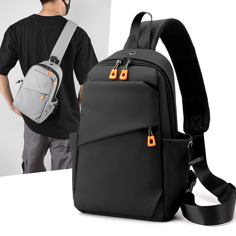 Toposhine High Beauty Authentic Chest Bag Durable High Grade Nylon Fabric Crossbody Bag Unisex One Shoulder Black Grey 2 Colors