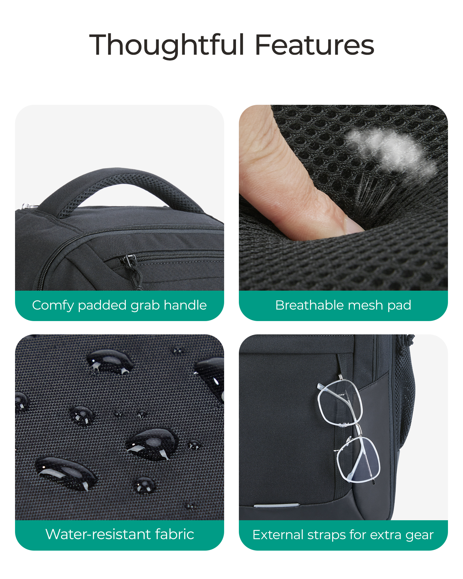 Mochila BAGSMART com rodinhas para laptop de 17 polegadas, resistente à água, grande capacidade, 40L, bagagem de viagem, mochila com rodas para homens e mulheres