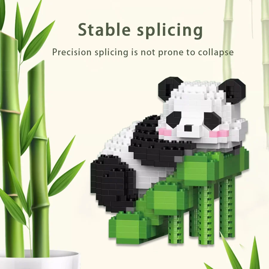 Micro particle building block toy panda cartoon model puzzle assembly children's puzzle toy