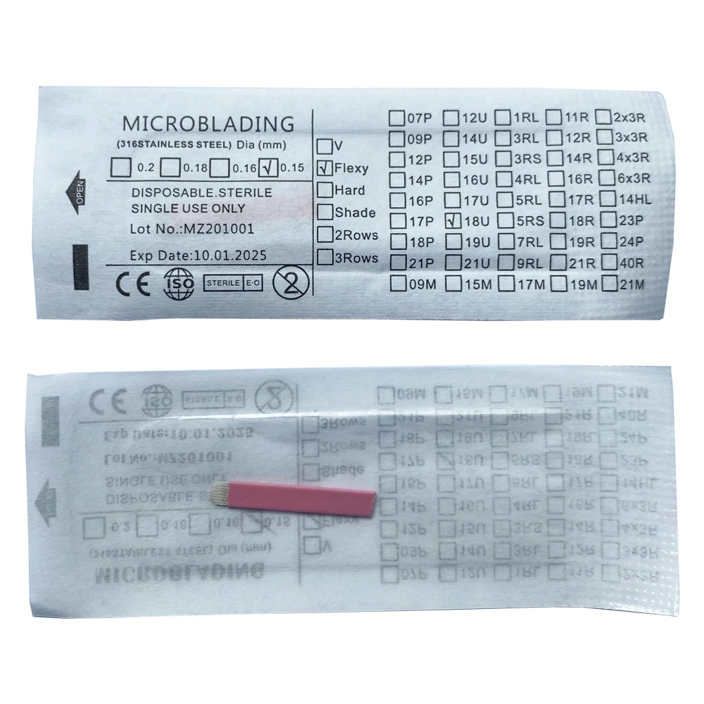 Nano Microblading agujas 0,15 MM tatuaje ceja cuchillas Microblade bordado Agulha Nanoneedles para trazos de cabello 3D 50 Uds