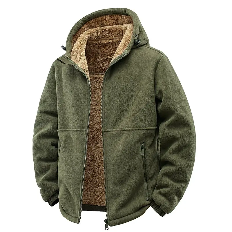 Nova moda outono e inverno cor sólida grosso quente jaqueta de lã de cordeiro para masculino casual solto esportes à prova de vento jaqueta plus size