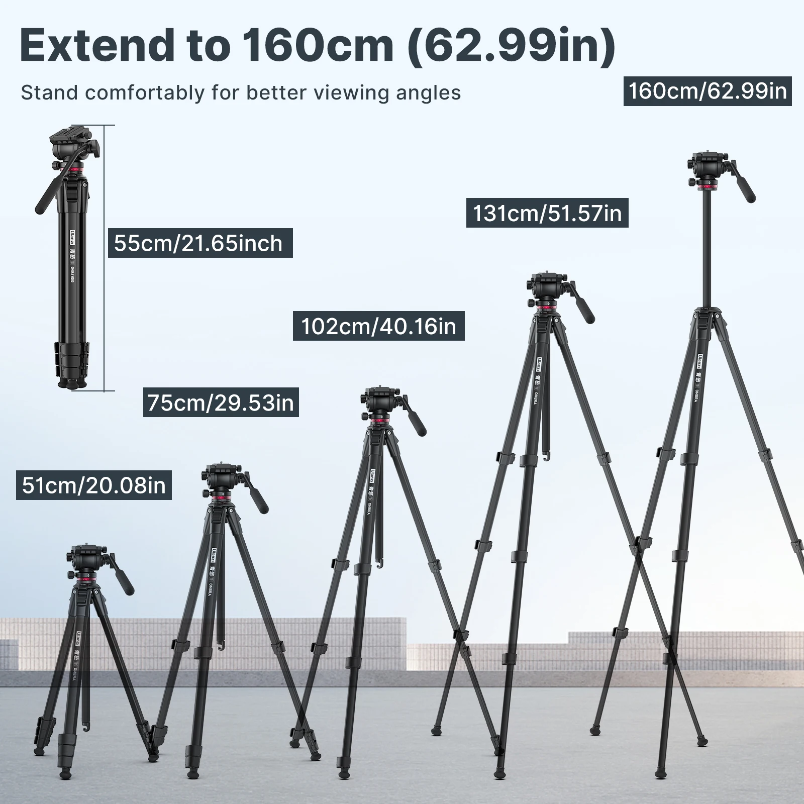 Ulanzi ombra 1,6 m video reise stativ 360 ° panorama fluid drag pan stativ max last 6kg arca schweizer platte für dslr kamera