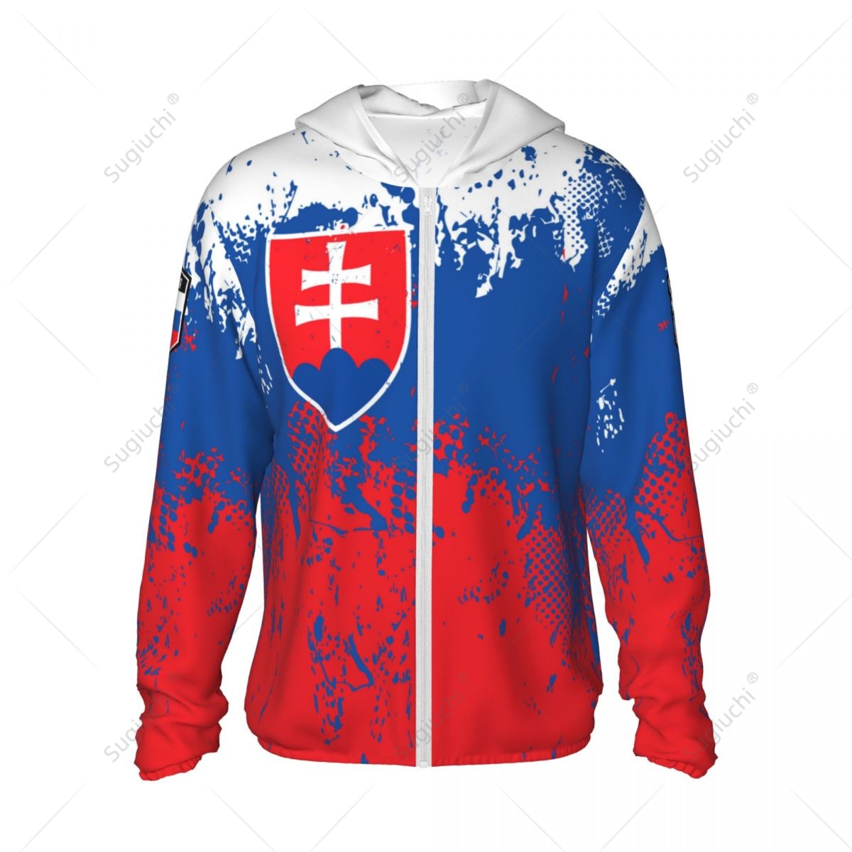 Protetor solar poliéster hoodie com zíper, secagem rápida, manga comprida, proteção solar, roupas de protetor solar, apto para pesca ciclismo e corrida