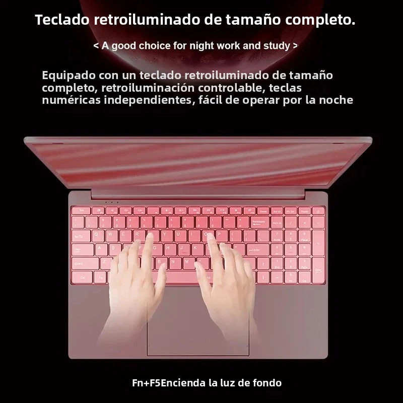 Windows 11 Pro 11.a generación Celeron N5095 Laptop Max 32GB RAM 2TB SSD WiFi dual (2,4G/5.0G) Bluetooth y un teclado rosa elegante