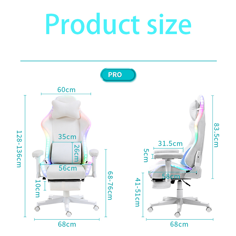 เก้าอี้เล่นเกมแฟชั่นใหม่สีเขียวอนิเมะสาวนักเรียนสำนักงานบ้านถูกหลักสรีรศาสตร์เก้าอี้คอมพิวเตอร์ไฟ LED ริ้วสายไฟวางเท้าเพื่อนอนลง