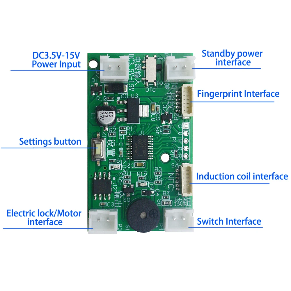 DC3V-15V fingerprint access control electric lock control board door lock electromagnetic lock motor IC card induction module