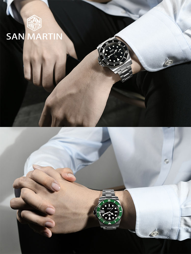 San Martin ใหม่ 40 มม.Ghost DIVER นาฬิกาผู้ชายหรูหราธุรกิจ NH35 อัตโนมัตินาฬิกา Sapphire กันน้ํา 200 M SN0017