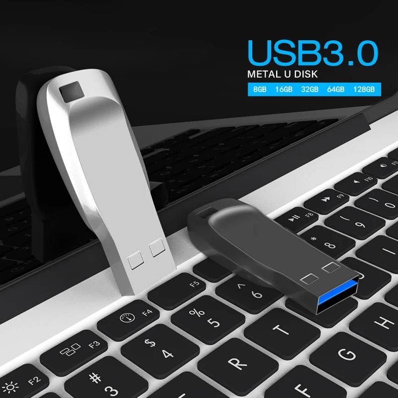 Unidad flash USB 3.0 con varilla de metal de alta velocidad, 128 GB, 64 GB, 32 GB, 16 GB, 8 GB, disco U con bolígrafo gratuito duradero para almacenamiento de datos