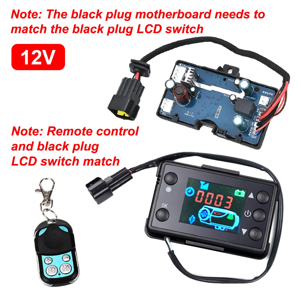 Monitor controlador de calentador diésel LCD de 12V + Kit de Control remoto de 4 botones - Interruptor de sistema de calentador de aire de estacionamiento para coche/camión/RV y Digital