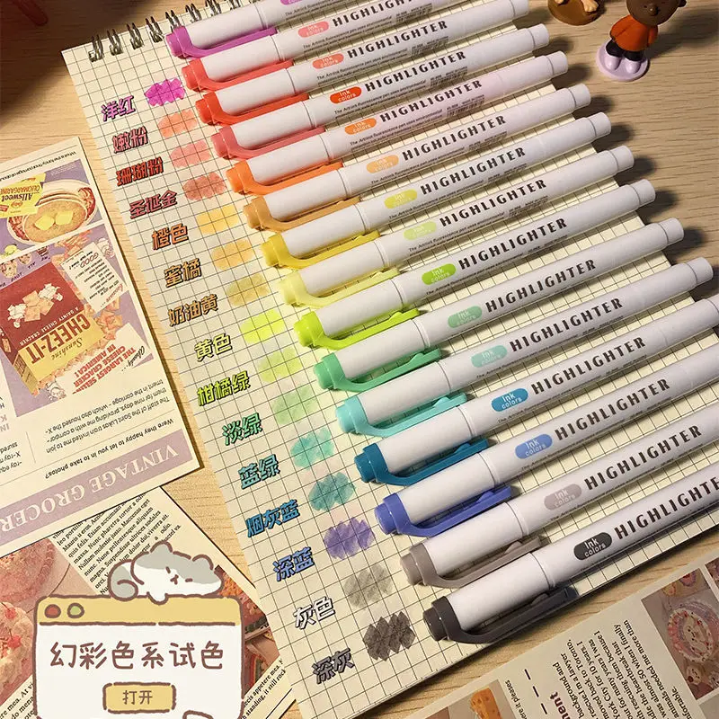 ปากกาเน้นข้อความสีหัวคู่ Ins, การทําเครื่องหมายค่าภาพสูง, การทําเครื่องหมายจุดสําคัญการจดบันทึกปากกากระดาษที่ไม่เลอะเทอะนักเรียน