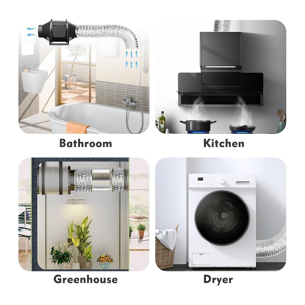 80–200 mm Ventilatorrohr, Aluminium-Lüftungsschlauch, flexibler Abluftkanal für Badezimmer, Küche, System, Entlüftungsrohr, Zubehör