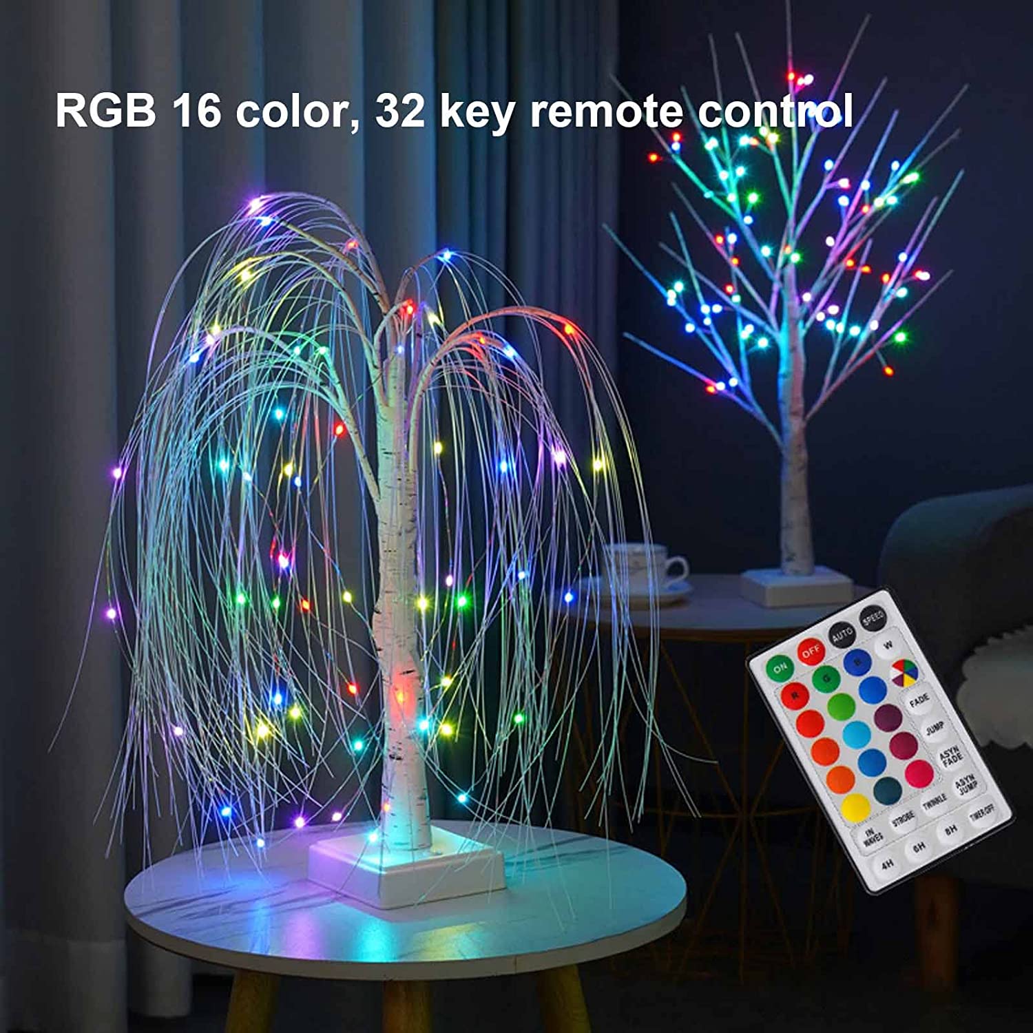Lampe LED en forme de branche de saule, 16 couleurs, RGB, branche lumineuse, veilleuse avec télécommande, pour noël, chambre à coucher, décoration de fête à domicile ﻿