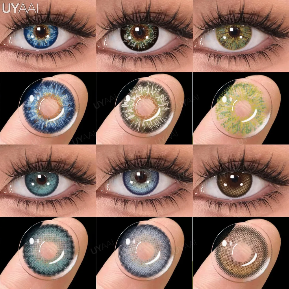 UYAAI 1 คู่นักเรียนสีสําหรับตาสีฟ้าสีเลนส์สีเขียว Eye Contact สีน้ําตาลธรรมชาติแฟชั่นเลนส์ผู้หญิง Colorcon