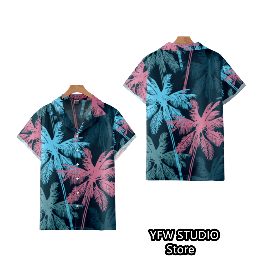 Hawaii Tropical Style Parrot Print Short Sleeve Aloha Shirts Cuban Style Summer Plus Size Casual New Men's Shirts