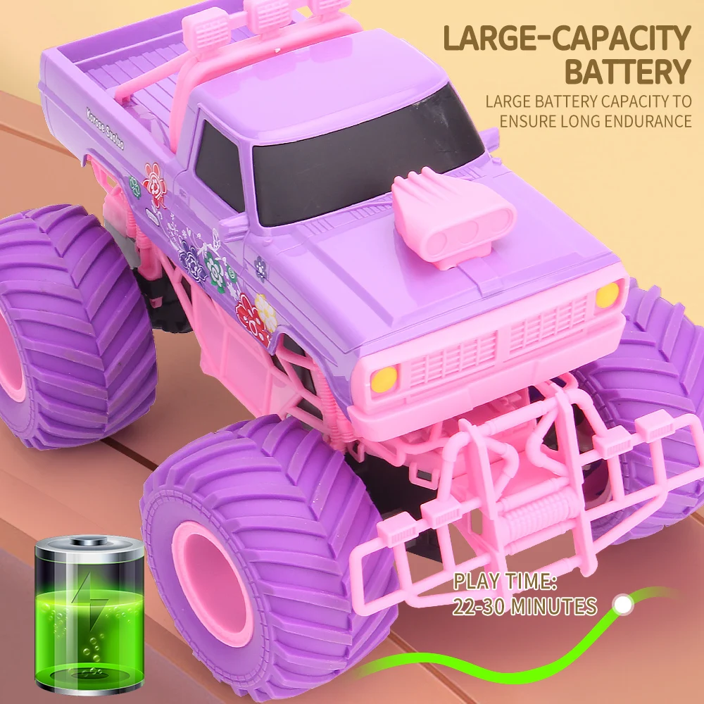JJRC ตุ๊กตาบาร์บี้ RC รถสีชมพูรถกระบะไฟฟ้าปีนเขา DROP-proof Stunt รีโมทคอนโทรลของเล่นเด็กของขวัญเครื่องประดับ