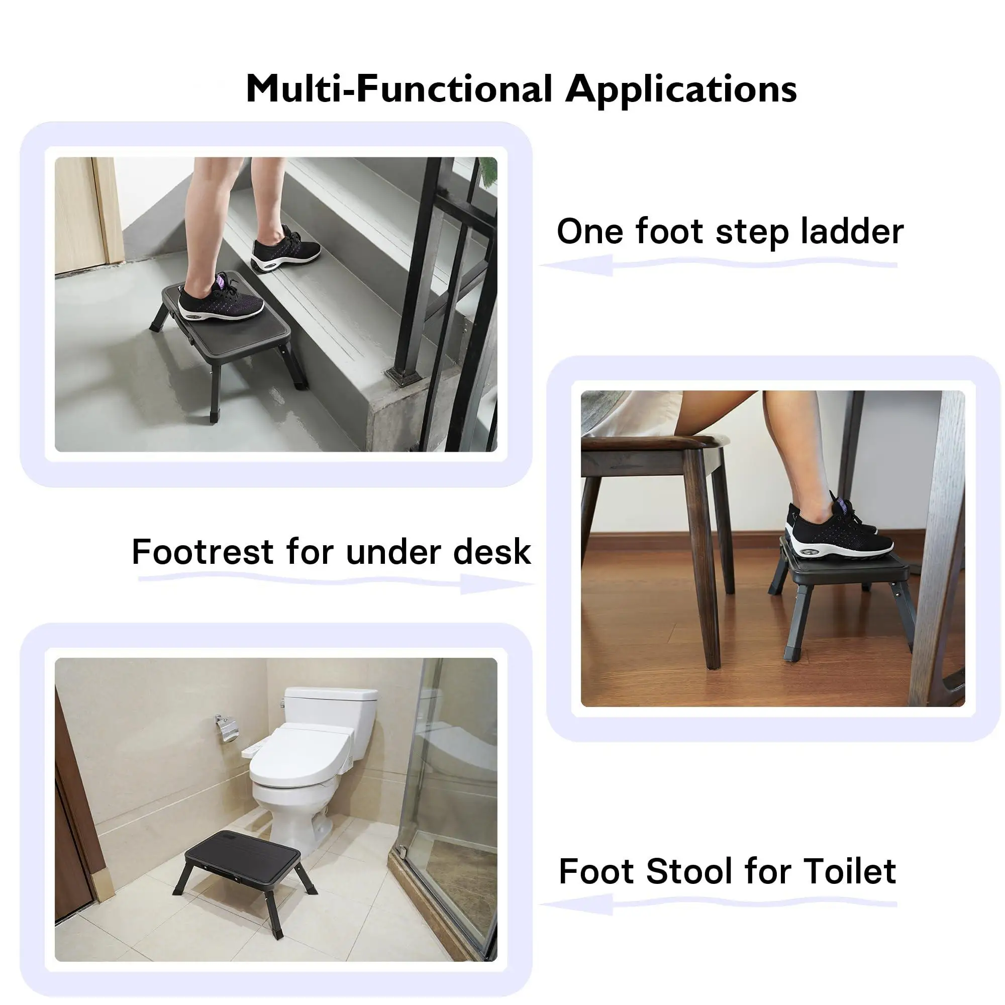 Step Stool com pega ajustável em altura, leve, portátil, dobrável, pequeno, antiderrapante, mobilidade, pisar
