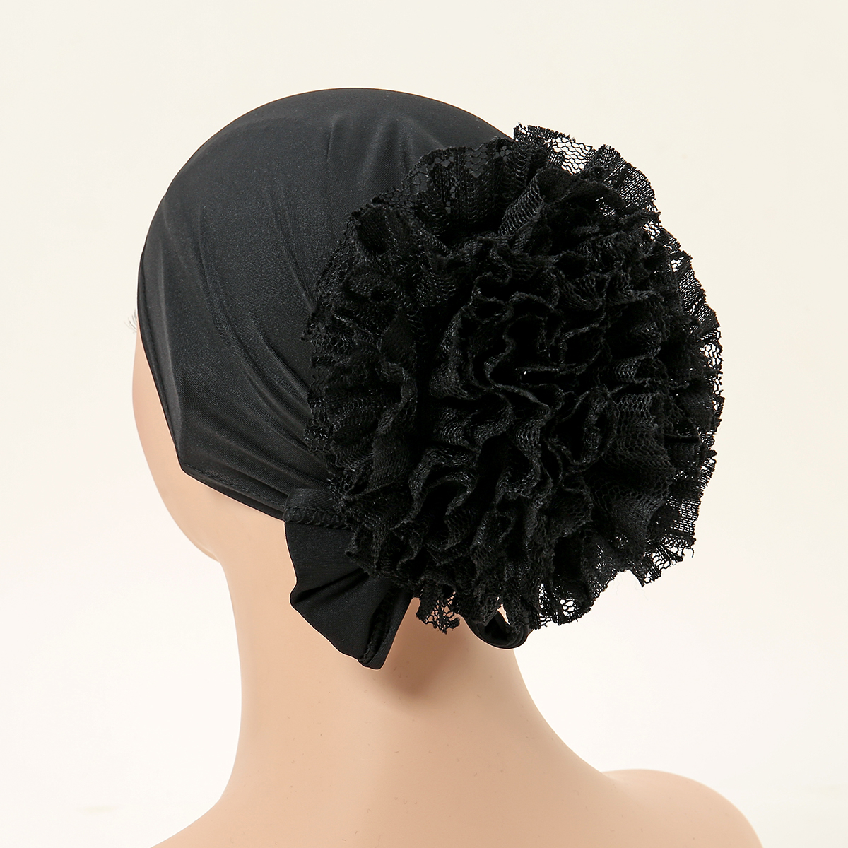 Muslimische Frauen Hijabs mit Spitze Chiffon Panhua Einfarbig Dünne Untere Hut Islam Kopf Wrapping Krawatte Zurück Turban Weibliche Stirnband