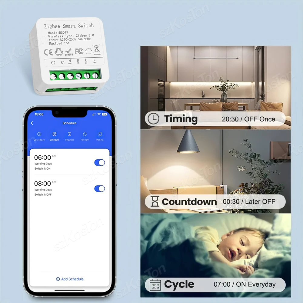 Приложение 16A eWeLink Mini ZigBee3.0, умный переключатель, 2-сторонний переключатель «сделай сам», таймер, модуль голосового управления, поддержка Alice Alexa Google Home