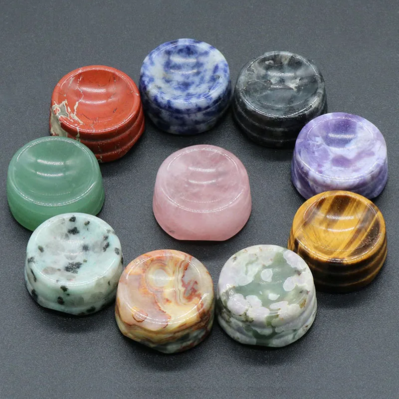 2 peças 27mm pedra natural cristal ágata base esférica suporte de pedra em forma de ovo base de pedra peculiar bola circular ornamento de assento