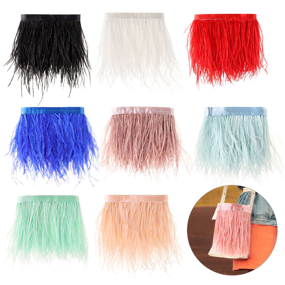 1 metro de penas de avestruz guarnição 8-10 cm plumas fita selvage para diy vestido de casamento decoração artesanato acessórios