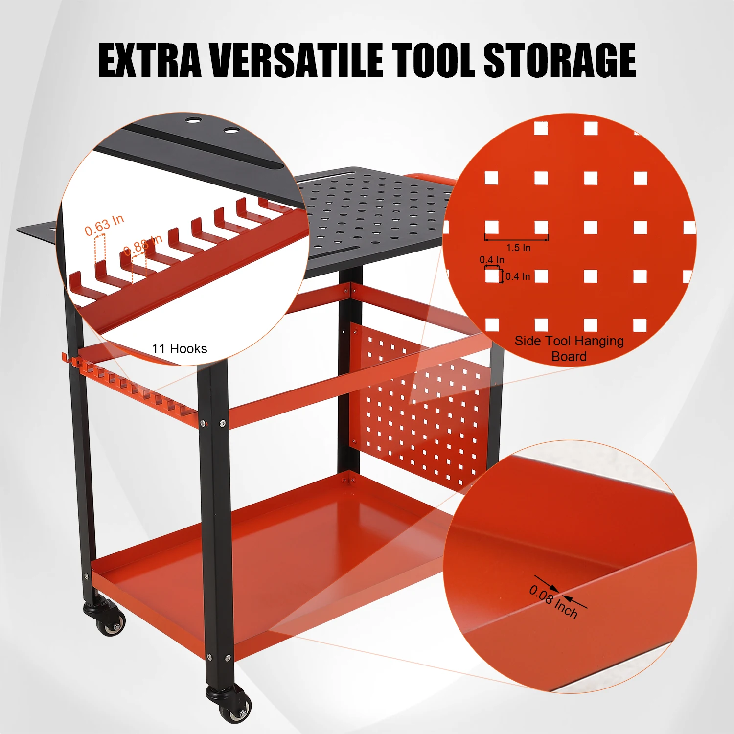 Portable Workbench, 36x24 Inch Welding Table Top, 600 Lbs Steel Welding Cart, Rolling Welder Table For Welding, Sawing