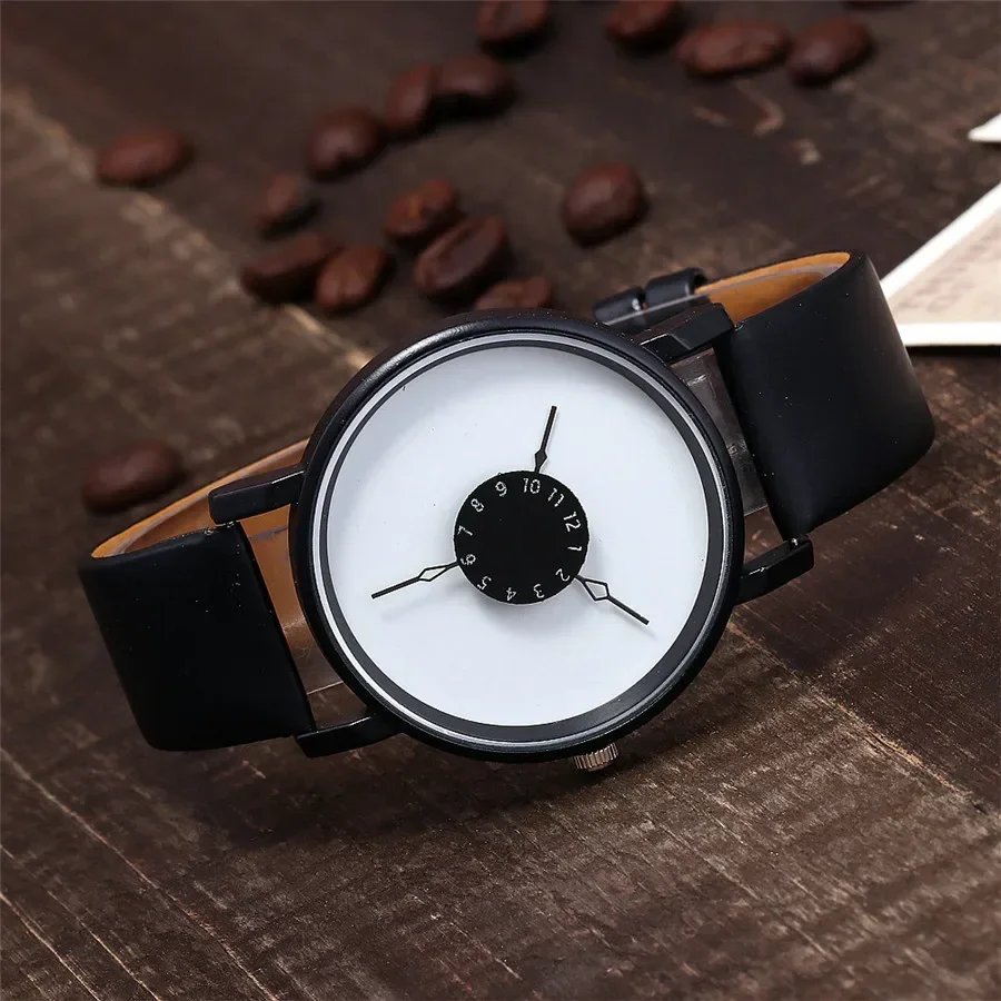 Par de relojes de cuarzo informales, reloj con correa de cuero, reloj de pulsera analógico para mujeres y hombres, reloj con esfera Digital creativa elegante, reloj