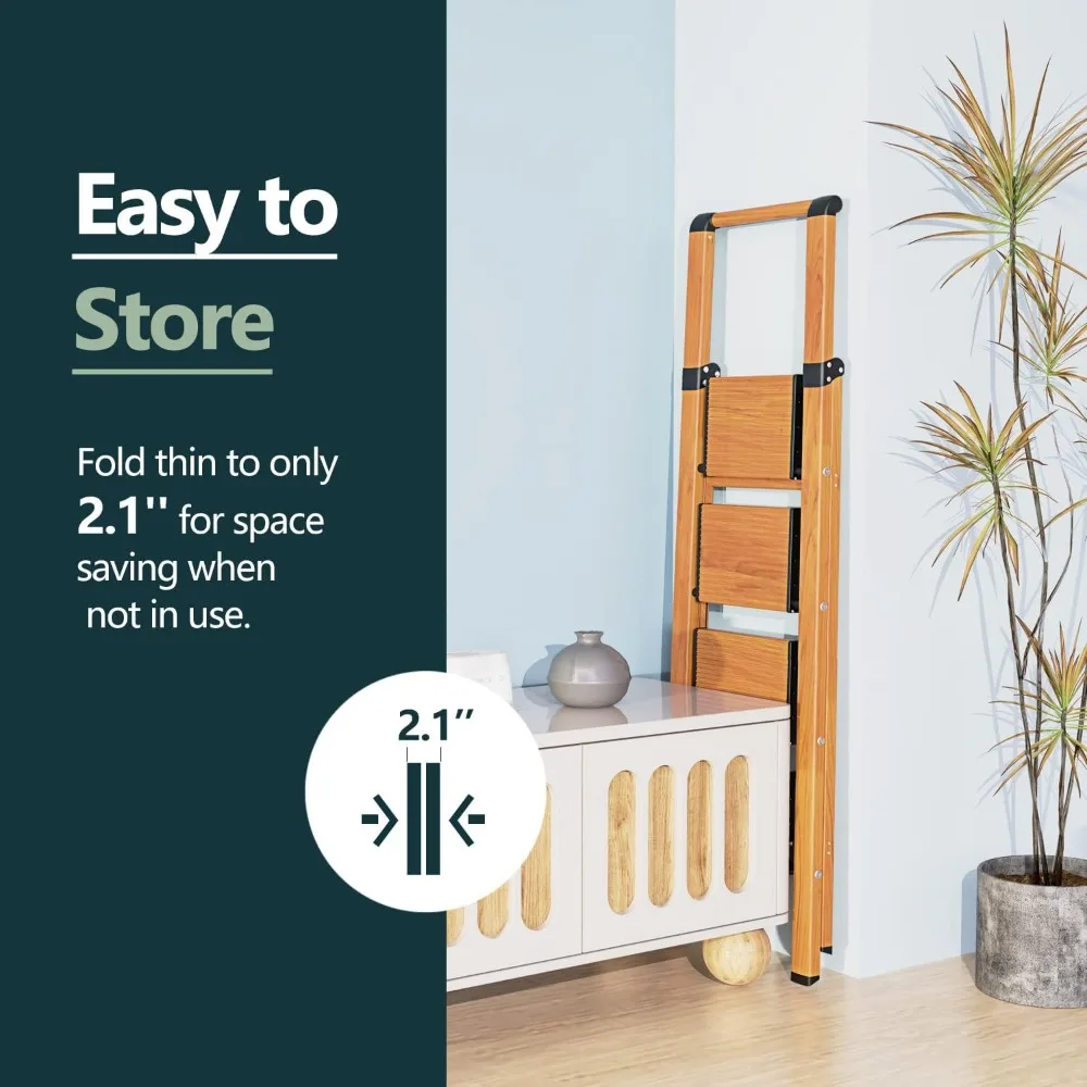 4 Step Ladder, Ladders for Home, Anti-Slip Pedals, Aluminum Step Stool Foldable, Lightweight to Move, Ease of Storage