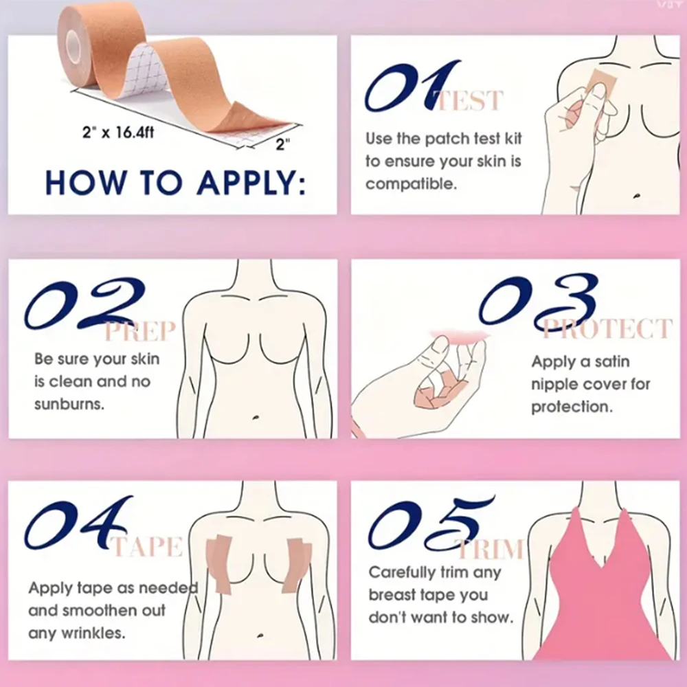 Cinta elástica para levantamiento de senos, tono de piel invisible, transpirable, sin rastro, antiflacidez, leche fruncida, perfecta para sin tirantes