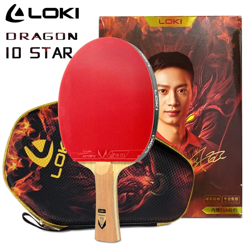 Rakieta do tenisa stołowego LOKI DRAGON 10 STAR Professional 5 Wood 2 ALC Ping Pong Paddle Bat Carbon Blade z FH RXTON 9 i BH RXTON 7