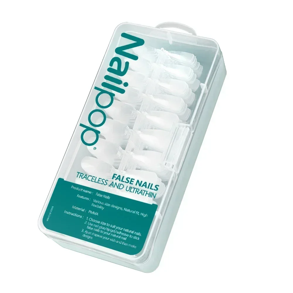 Nailpop 600 Uds PRO uñas postizas cobertura completa puntas de uñas postizas cápsulas de uñas acrílicas Material profesional puntas de Gel para remojar los dedos