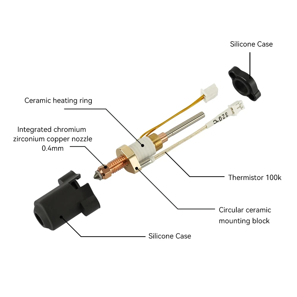 Para creality k1c k1 max hotend kit de bloco de aquecimento cerâmico peças de impressora 3d kit de bocal de troca rápida resistência de quebra de calor hotend