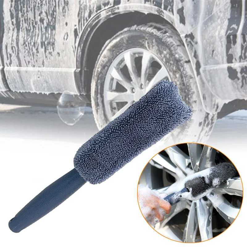 Escova para cubo de roda, escova de limpeza de fibra ultrafina, sem arranhões, acessórios gerais de limpeza de pneus automotivos