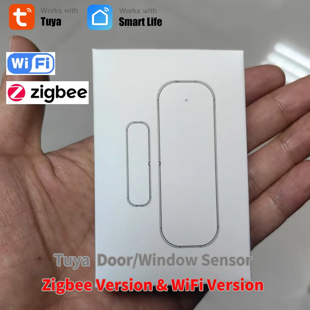 Датчик двери и окна Tuya Wi-Fi или ZigBee, умный дом, беспроводные детекторы открытия и закрытия дверей, приложение, удаленная сигнализация, работа с яндексами Alexa