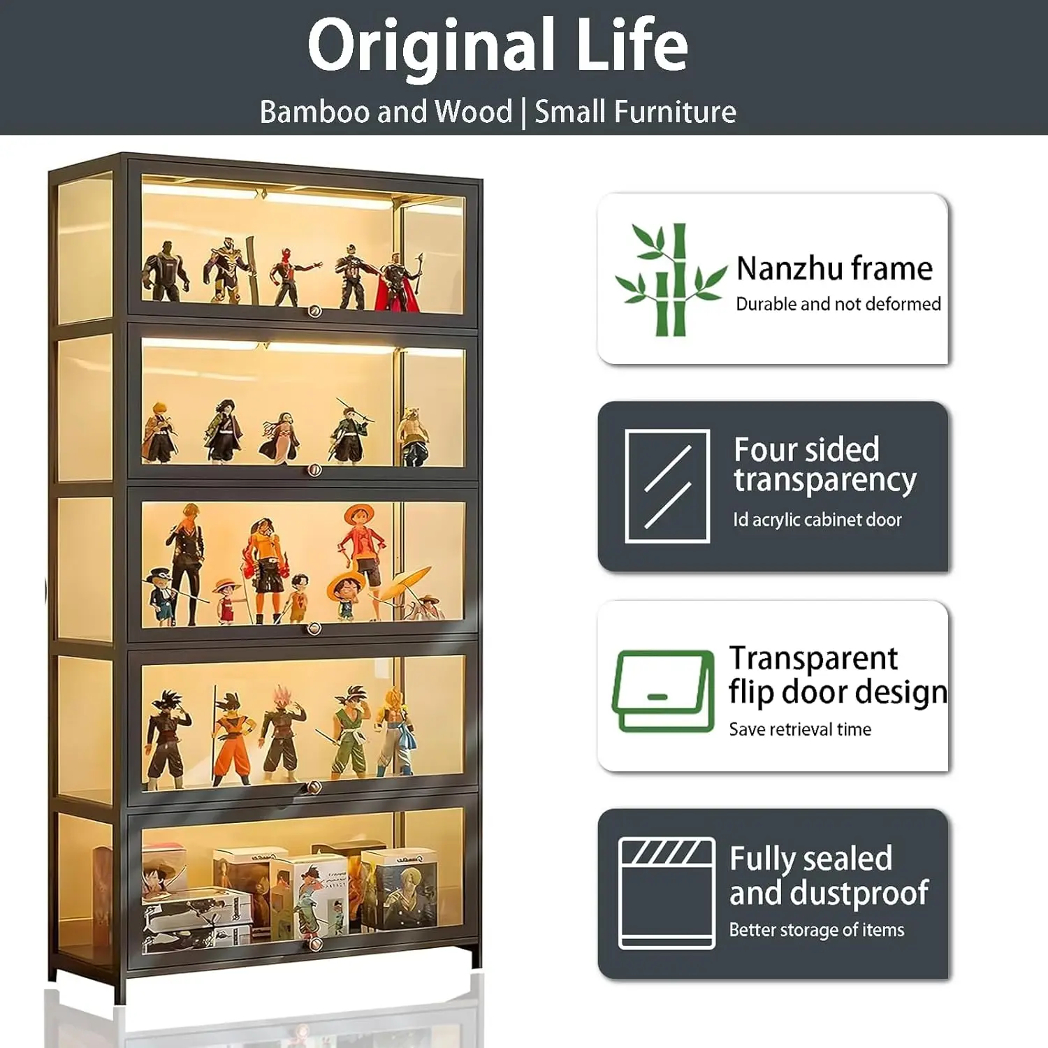 Curio Display Cabinet, Storage Shelves with Acrylic Door, Collectibles Toy Organizers Rack & Display Shelf, Display Case