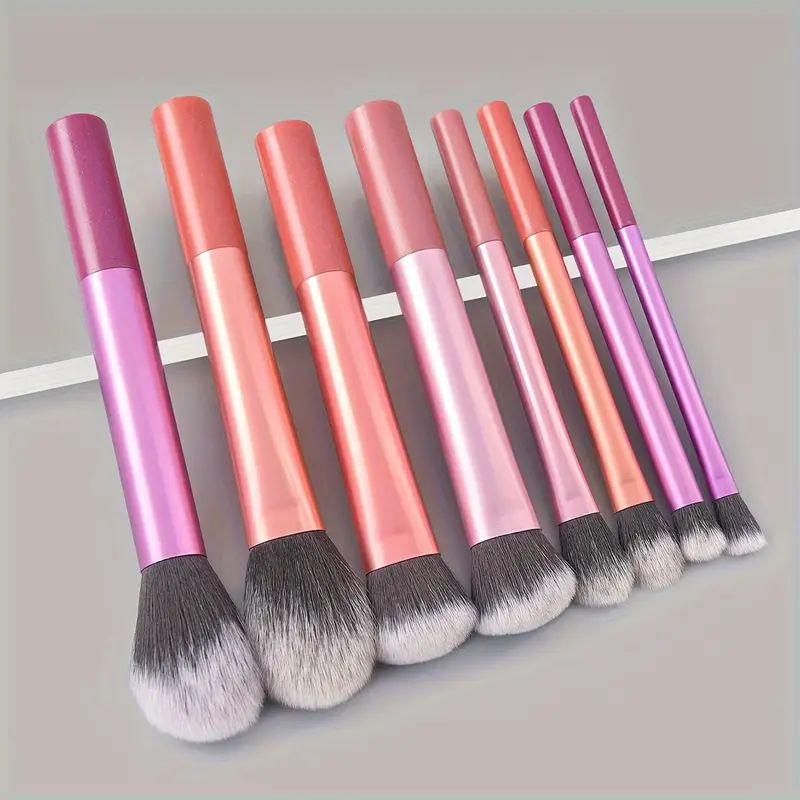 8pcs Pro Makeup Brush Set - Soft, Premium Synthetic Hair, Cruelty-Free, Easy to Clean, Foundation, Blush, Eyeshadow, Cosmetic