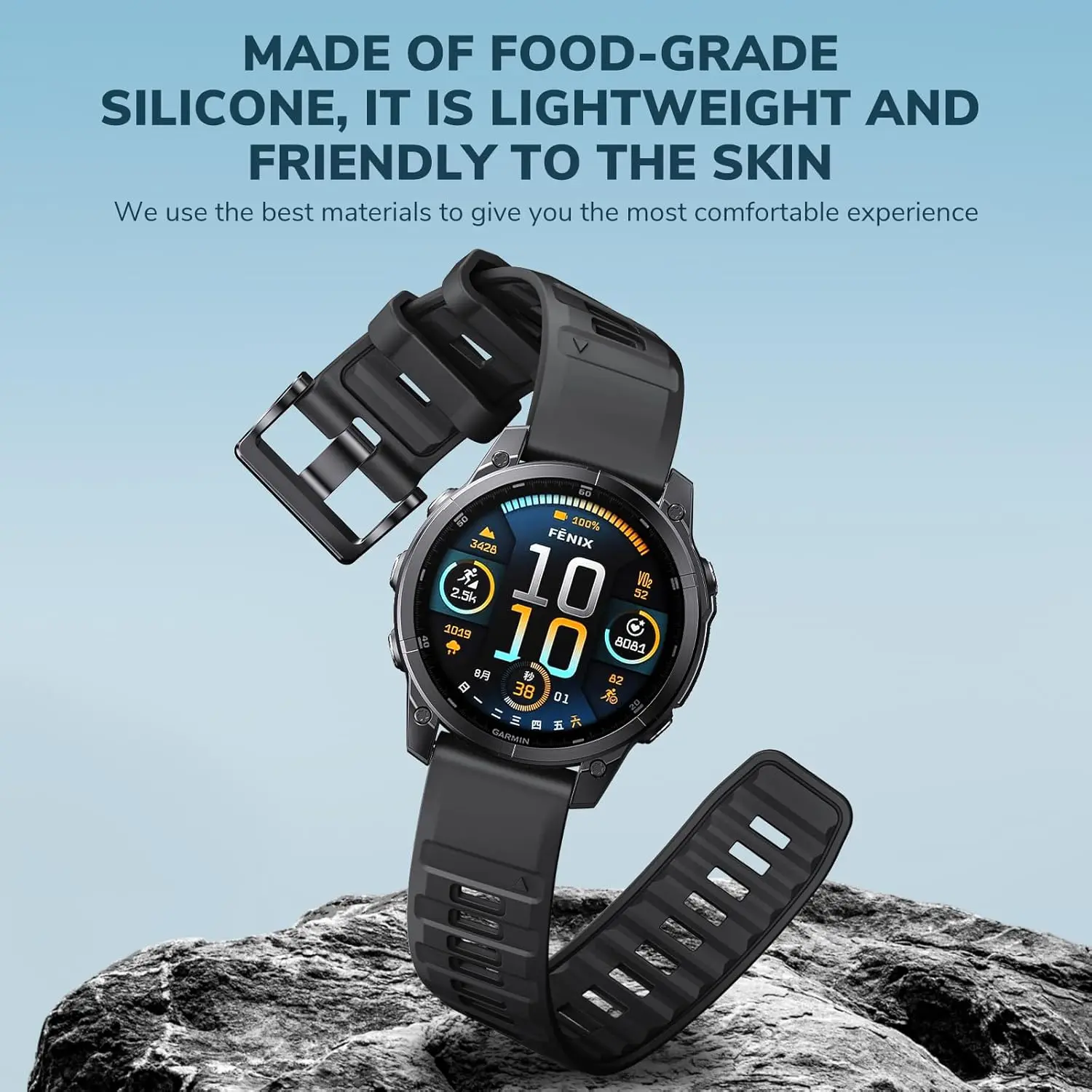 Quick Fit 26 มม.สายนาฬิกาสําหรับ Garmin Fenix 8/E/Epix Pro 51 มม., Fenix 7X Solar 6X 5X, กีฬาซิลิโคนสําหรับ Enduro 3/Instinct 2X
