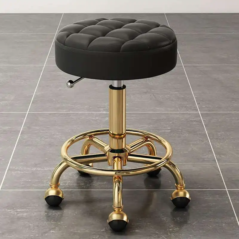 Poltrone da parrucchiere per salone di barbiere sedia da trucco di bellezza dorata mobili sgabello da scrivania per ufficio con ruote sgabelli rotondi di sollevamento girevoli