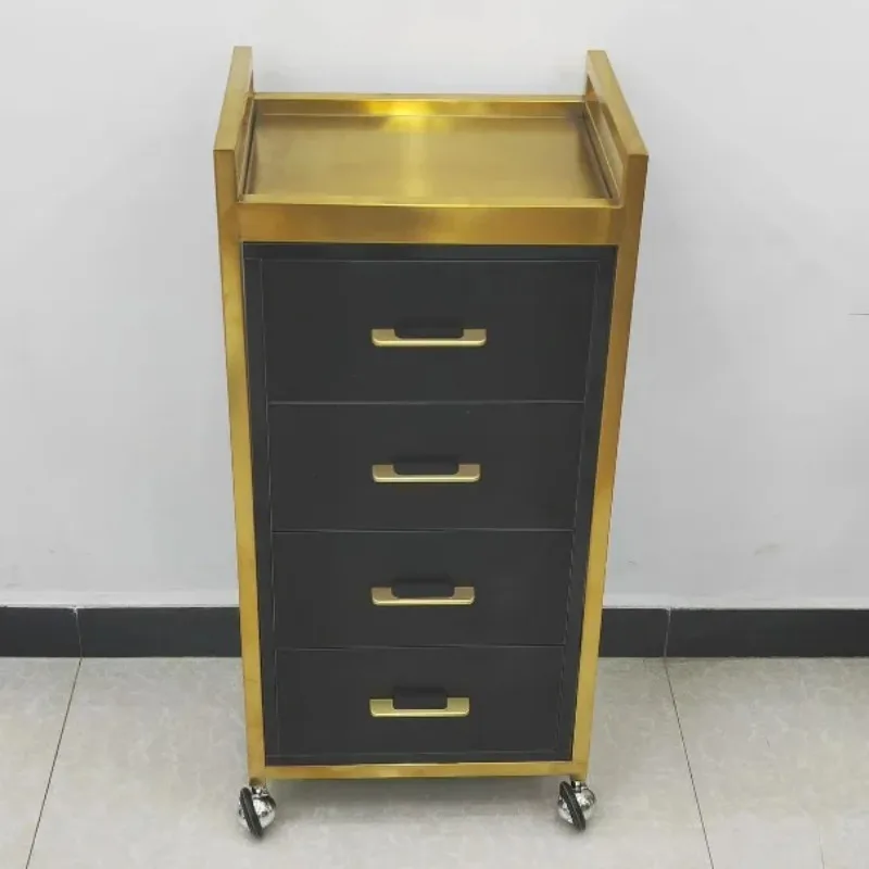 Carrinho de armazenamento minimalista com bloqueio de cor, carrinho de cabelo com fechadura, gavetas, carros auxiliares de peluqueria, móveis de salão de beleza