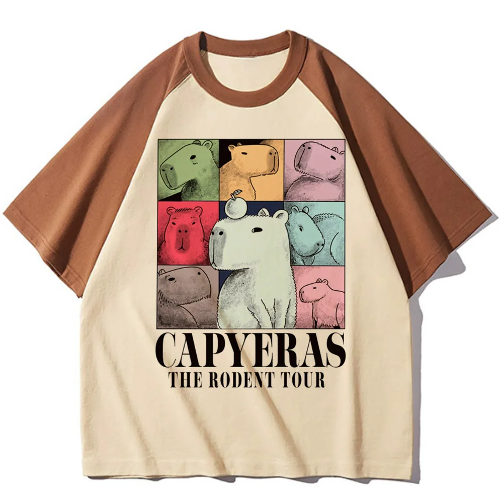 Camisetas de capibara para mujer, camisetas cómodas athleisure, ropa divertida japonesa harajuku para mujer