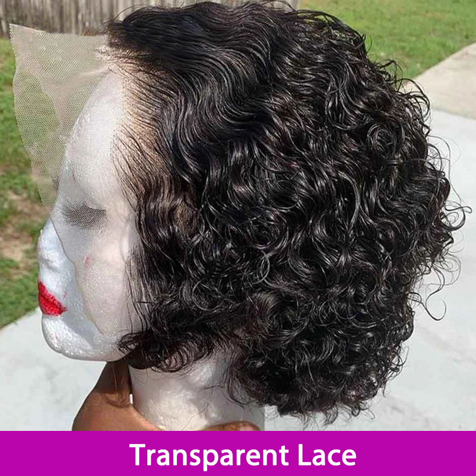 Pixie cachos 100% cabelo humano pixie corte peruca curto bob cabelo humano 13x4 perucas frontais do laço peruca de cabelo humano do laço transparente