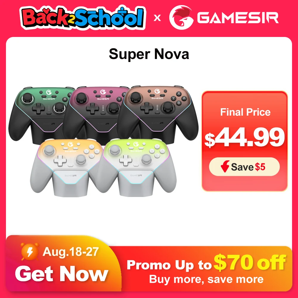 Gamesir Super Nova Bezprzewodowy Kontroler T4N Nova Pro Bluetooth Gamepad Joysticki z Efektem Halla dla PC Nintendo Switch Android iOS