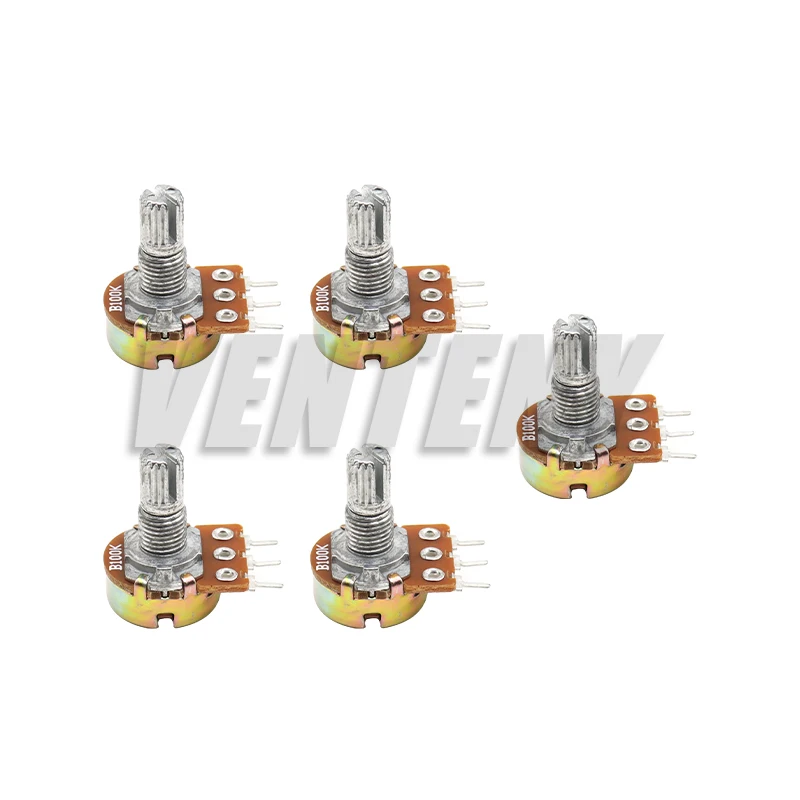 5 uds 15mm 3pin WH148 potenciómetro lineal 1K 2K 5K 10K 20K 50K 100K 250K 1M Kit de potenciómetros con tuercas y arandelas