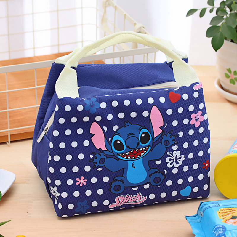 Disney stitch dos desenhos animados almoço saco engrossado à prova dwaterproof água lona lancheira sacos para meninos meninas bonito bento saco de alimentos térmico