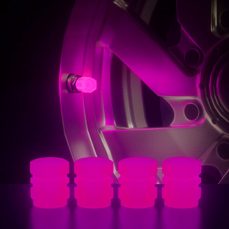 Tapa de válvula de neumático luminosa rosa y roja para coche, cubo de rueda de bicicleta y motocicleta, cubierta de válvula brillante, decoración de neumáticos, accesorios de estilismo para neumáticos