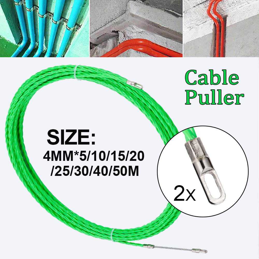 4mm 5M-50M Fiberglass Cable Push Pullers Guide Device Threader Duct Snake Rodder Fish Tape Wire Wiring Installation Aid Tool